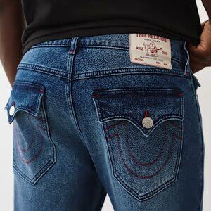 True Religion Men's  Geno Relaxed Slim Jeans Size 36 Blue .